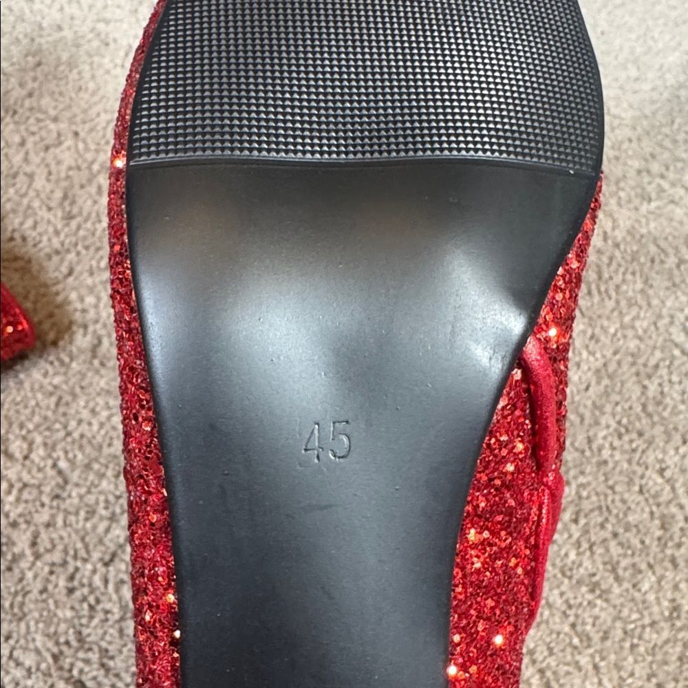 Women’s Red Glitter Covered Chunky Heeled Party Boots with Zipper Size 11 NEW - Picture 9 of 13